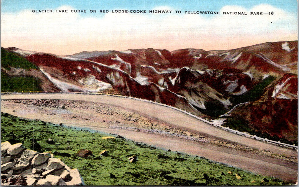 WY, YELLOWSTONE - Glacier Lake Curve, Yellowstone Park postcard - NL0588
