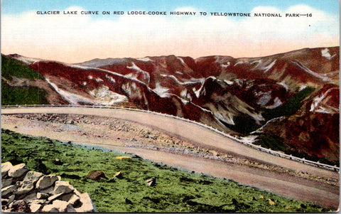 WY, YELLOWSTONE - Glacier Lake Curve, Yellowstone Park postcard - NL0588