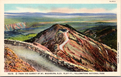 WY, YELLOWSTONE - From the Summit of Mt Washburn, Yellowstone Park postcard - NL0596