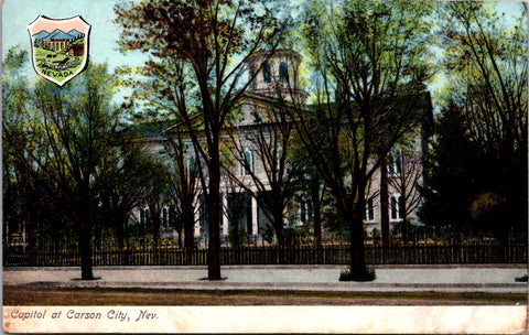 NV, CARSON CITY - Capitol bldg with shield postcard - NL0679