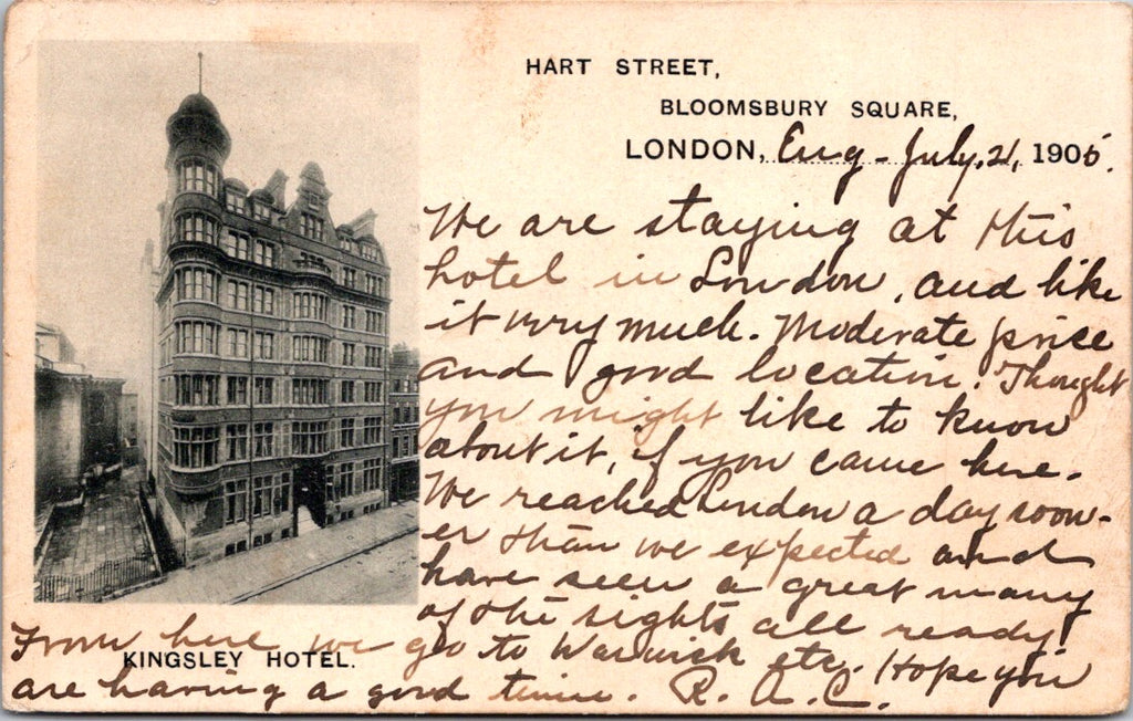 Foreign postcard - LONDON, England - Kingsley Hotel - NL0686