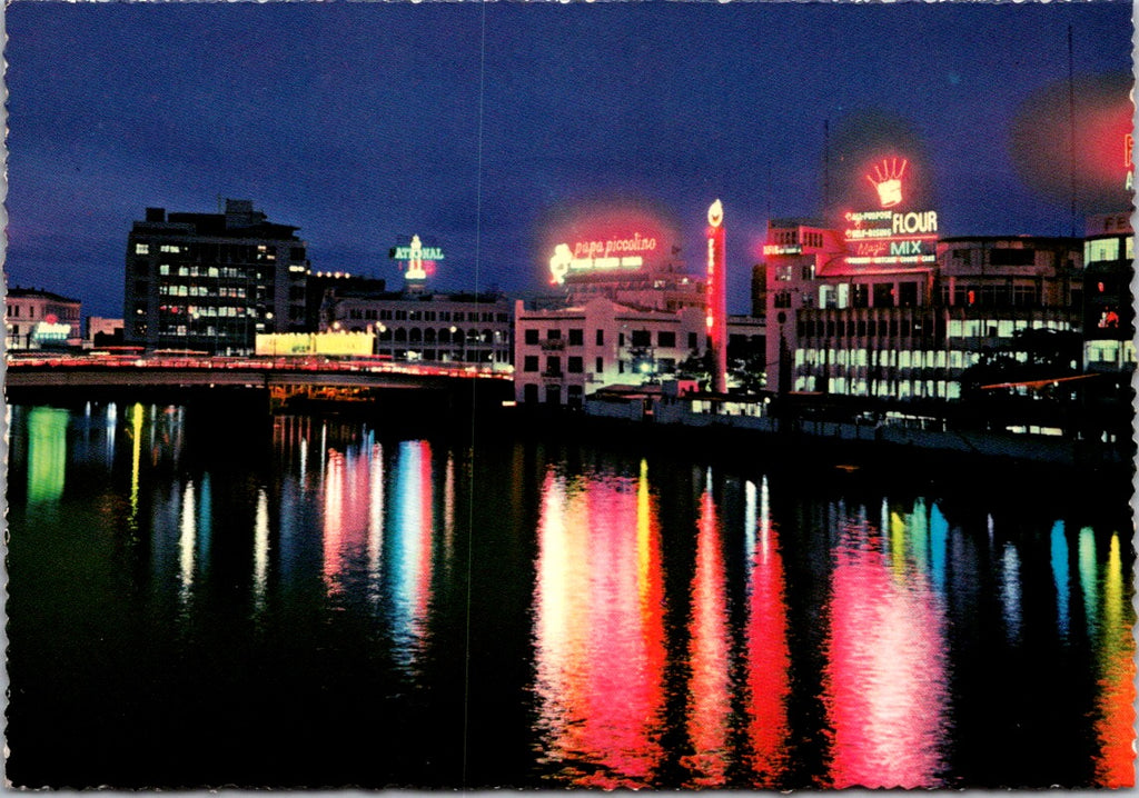 Foreign postcard - MANILA, Philippines - night scene over Pasig River - NL0746