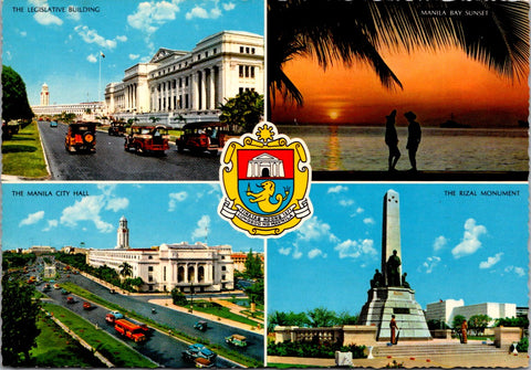 Foreign postcard - MANILA, Philippines - multi view and the seal - NL0747