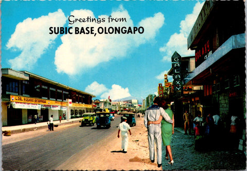 Foreign postcard - OLONGAPO, Philippines - Street scene, sailors, signs postcard - NL0750