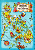 Foreign postcard - REPUBLIC of, Philippines - Map with named islands etc postcard - NL0752