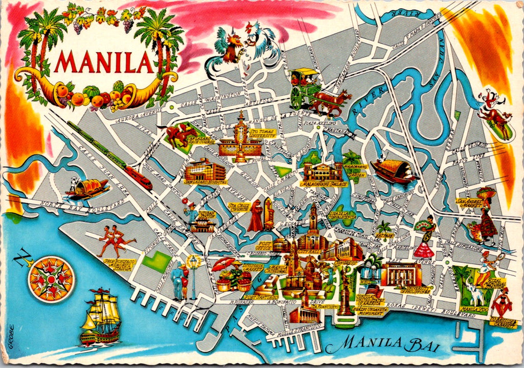 Foreign postcard - MANILA, Philippines - Map, street names etc postcard - NL0753