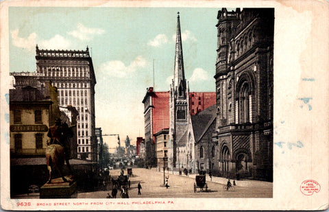 PA, PHILADELPHIA - Broad St North from city hall - Detroit Publishing Co postcard - NL0825