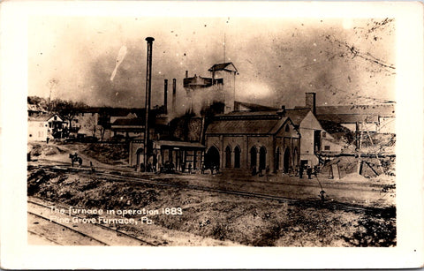 PA, PINE GROVE - Furnace in operation 1883 visual - vintage RPPC postcard - Q-0091