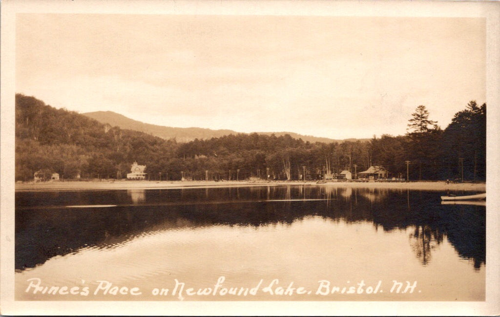 NH, Bristol - Princes Place on Newfound Lake with houses - RPPC postcard - QC000