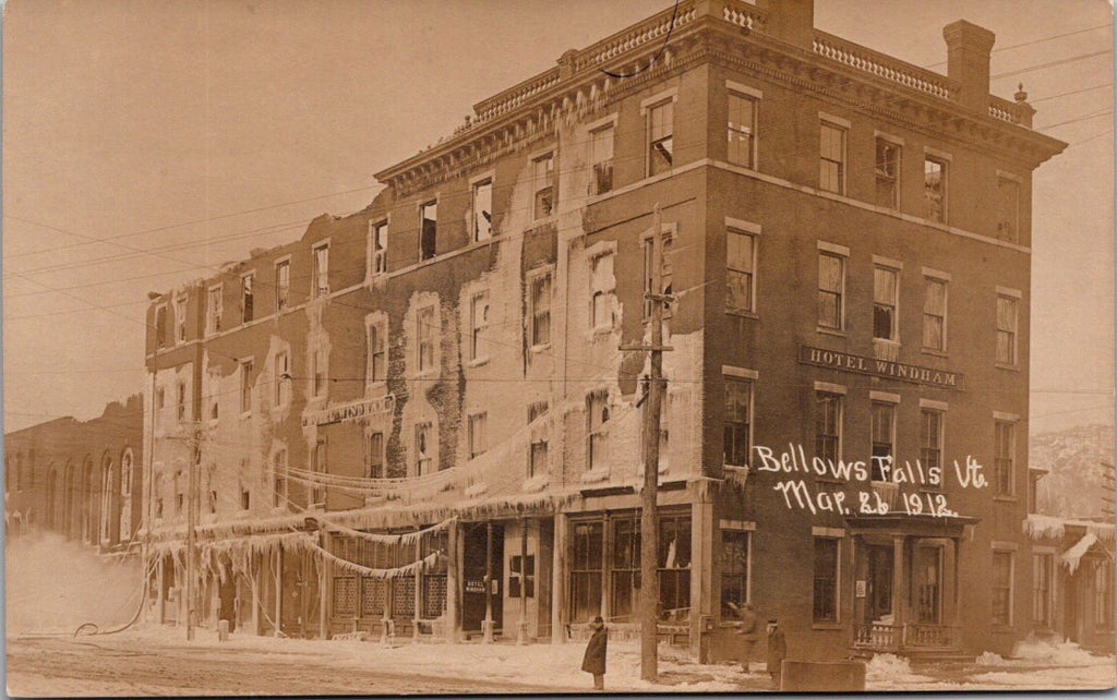 VT, Bellows Falls - Mar 26, 1912 Fire Aftermath RPPC postcard - QC0006