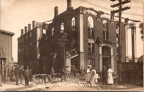 VT, BELLOWS FALLS  - Aug 15, 1907 - Fire Aftermath RPPC postcard - QC0007