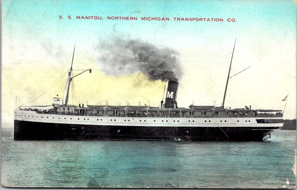 Ship Postcard - MANITOU - Northern Michigan Transportation postcard - QC0015