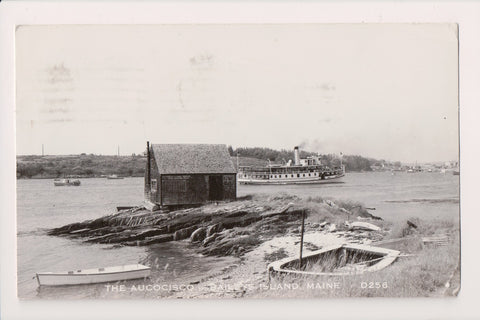 Ship Postcard - AUCOCISCO - building, lobster traps - 1951 postcard - QC0016