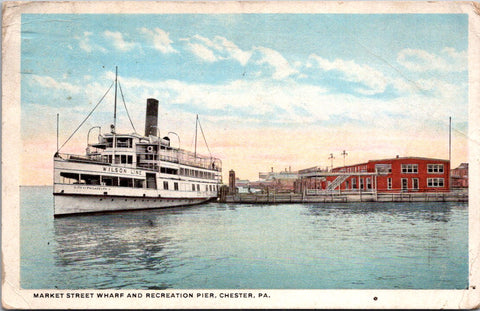 Ship Postcard - CITY of PHILADELPHIA - Market St Wharf, Recreation Pier postcard