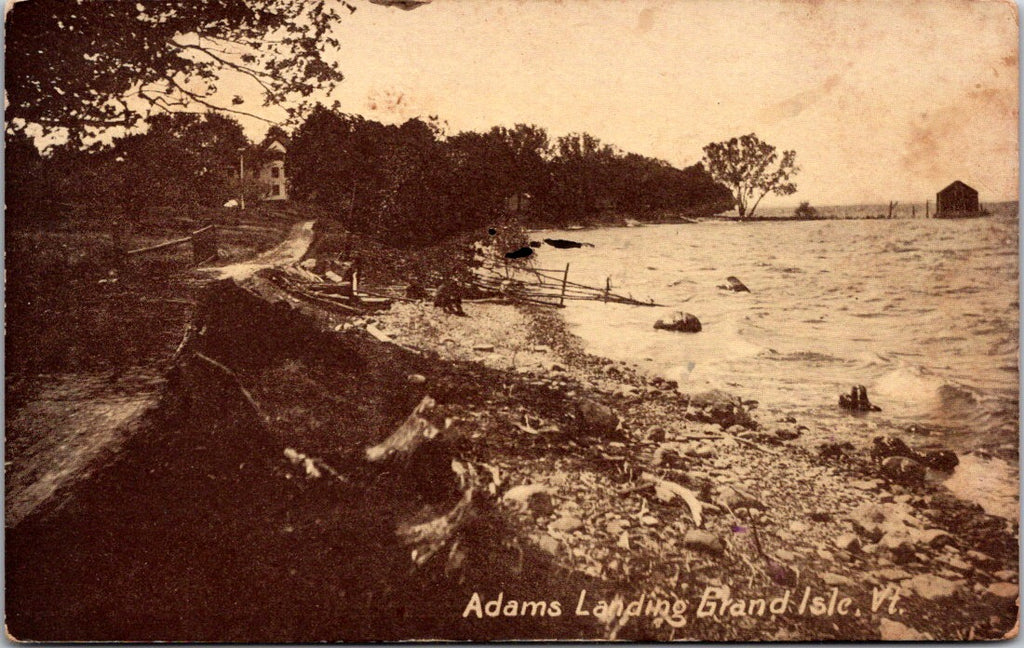 VT, GRAND ISLE - Adams Landing - shoreline and buildings postcard - QC0032