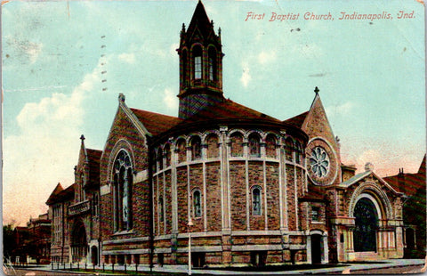 IN, INDIANAPOLIS - First Baptist Church - 1910 postcard - QC0033