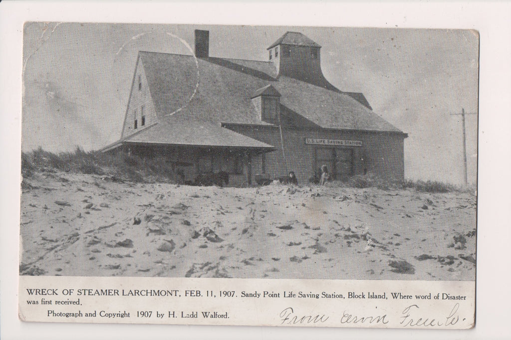 RI, BLOCK ISLAND - Sandy Point Life Saving Station - JL & CH Seddon postcard - Q