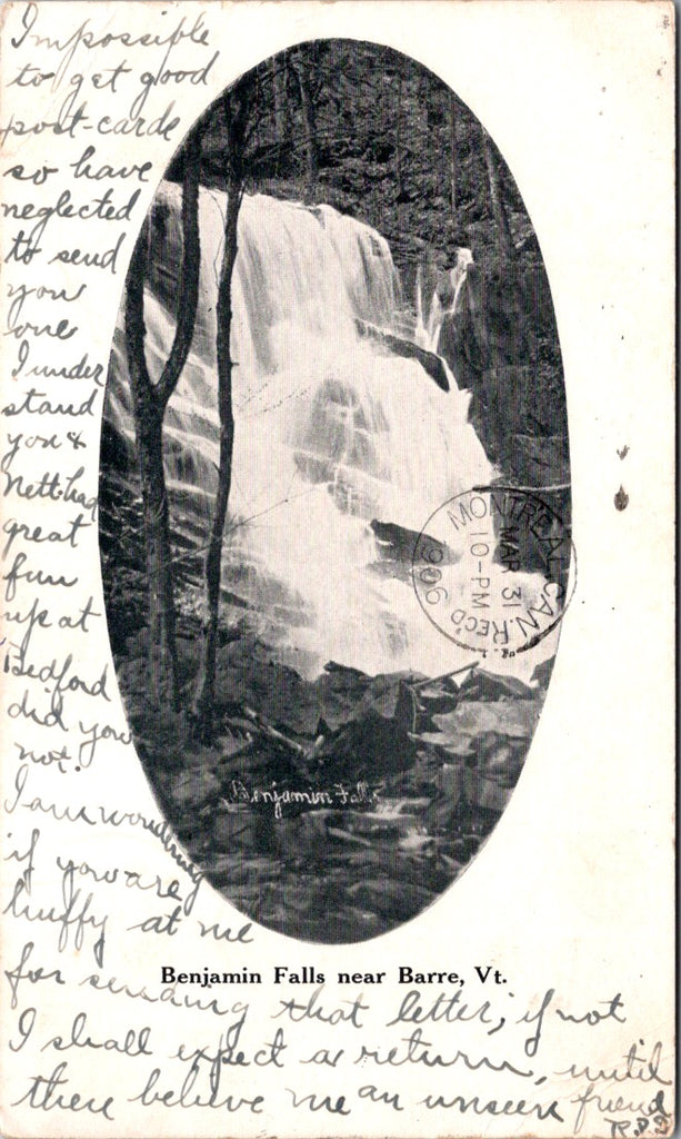 VT, Barre - Benjamin Falls - 1906 postcard - QC0041