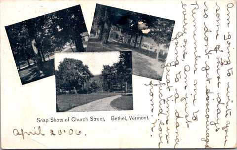 VT, BETHEL - Church St multi views - 1906 postcard - QC0043
