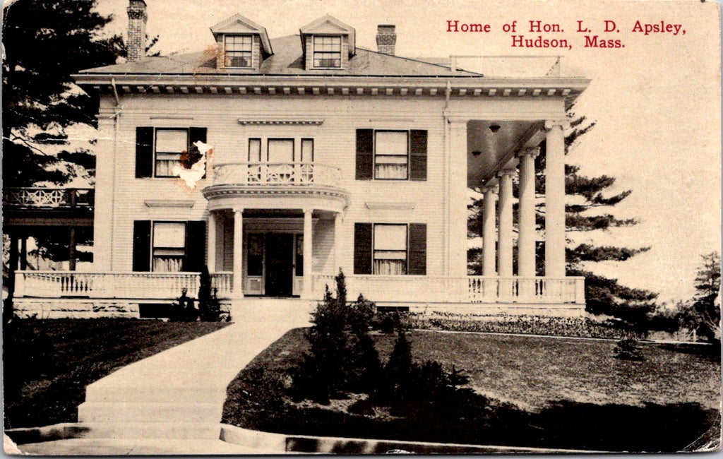 MA, HUDSON - Hon L D Apsley residence postcard - QC0046