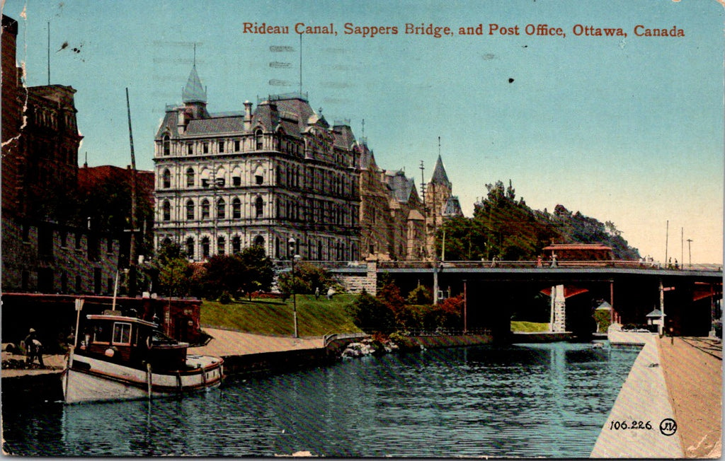 Canada - GRIMSBY BEACH, ON - Sappers Bridge, PO Rideau Canal postcard - QC0070