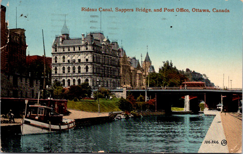 Canada - Grimsby Beach, ON - Sappers Bridge, PO Rideau Canal postcard - QC0070