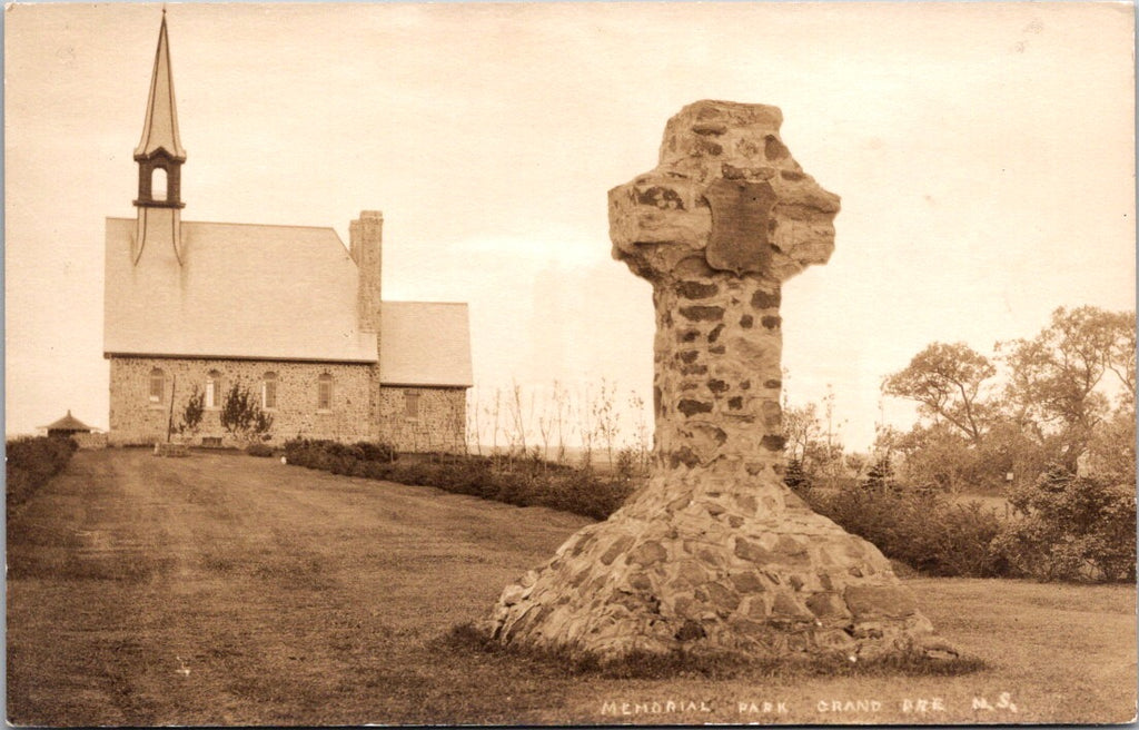Canada - GRAND PRE, NS - church, monument in Memorial Park RPPC - R00578