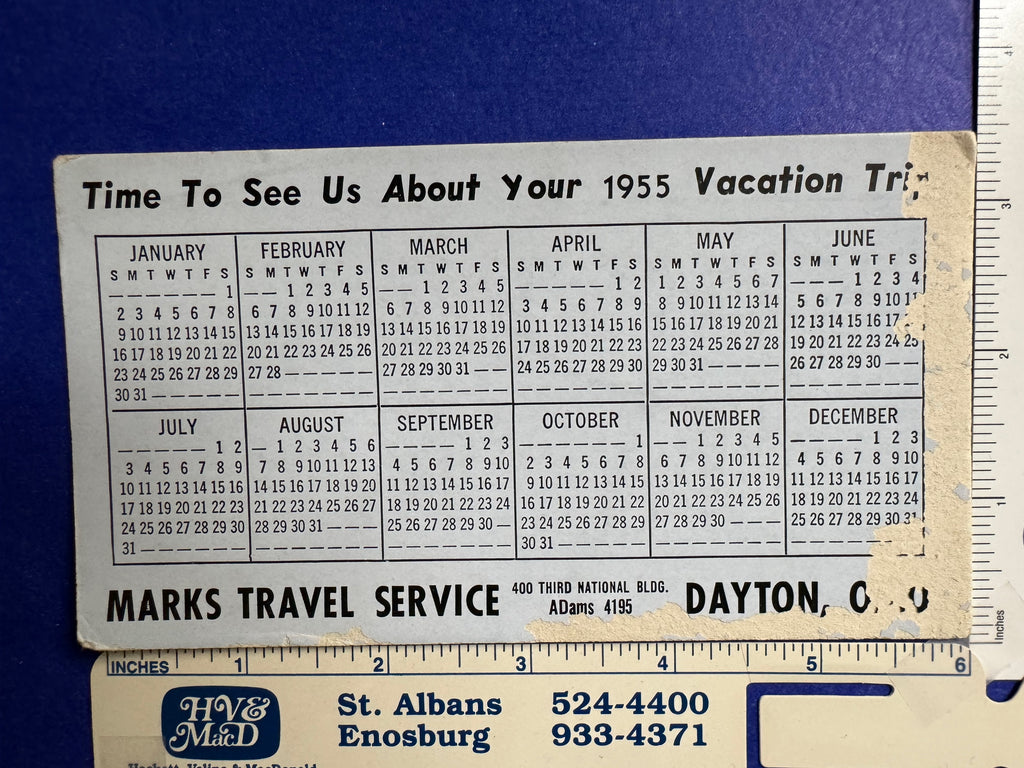 OH, Dayton - Marks Travel Service - 1955 Calendar blotter - R00622