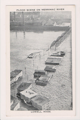 MA, LOWELL - Flood scene on Merrimac River- Tichnor Bros postcard - R00874