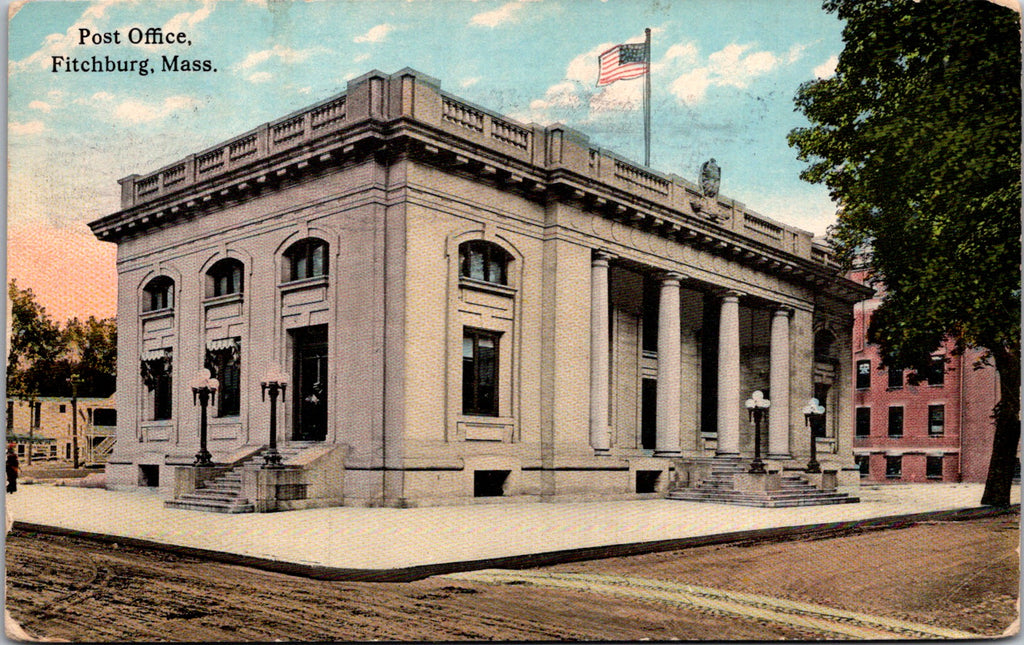 MA, FiITCHBURG - Post Office - 1914 Flag killer strike postmarked postcard - R009