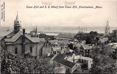 MA, PROVINCETOWN- Town Hall, RR Wharf from Town Hill (original SOLD) R00911