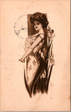 People - Female postcard - Pretty Woman, posing seductively, irises - S01107