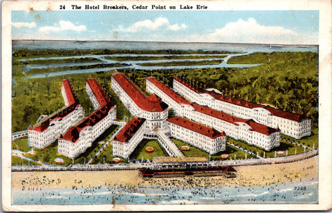 OH, Cedar Point - Hotel Breakers and area - 1921 postcard - s01165
