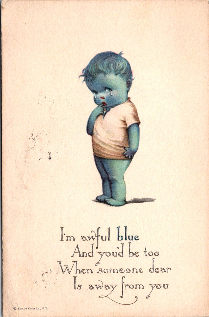 Greetings - Misc - I'M AWFUL BLUE - Blue colored boy postcard - S01172