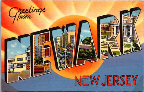 NJ, NEWARK - Large Letter greetings from postcard - S01375