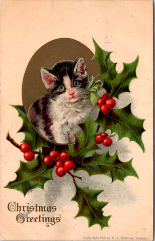 Xmas - Kitty Cat Christmas Greetings - H I Robbins / Metropolitan News Co postca