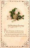 Xmas - Christmas Greeting - White kitten in basket postcard