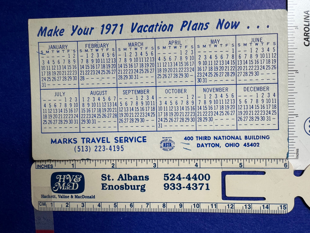 OH, Dayton - Marks Travel Service - 1971 Calendar blotter - S01415