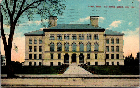 MA, Lowell - Normal School close up postcard