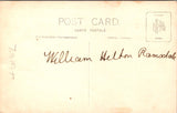 People - Child - standing on carved bench near leather ball - studio RPPC - SH7260
