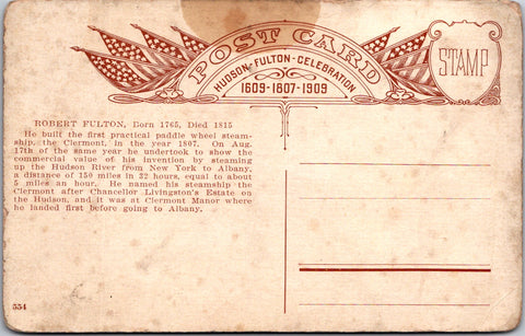 NY, Hudson-Fulton Celebration 1909 - large image of Robert Fulton postcard - SL2