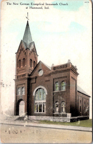 IN, HAMMOND - New German Evangelical Immanuels Church - 1910 postcard - SL2253