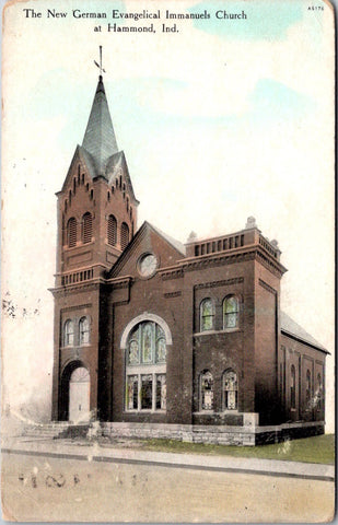 IN, Hammond - New German Evangelical Immanuels Church - 1910 postcard - SL2253