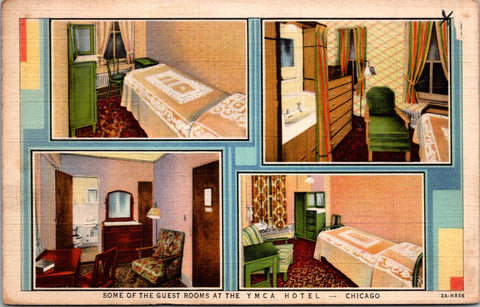 IL, CHICAGO - YMCA Hotel multi view of interior rooms postcard