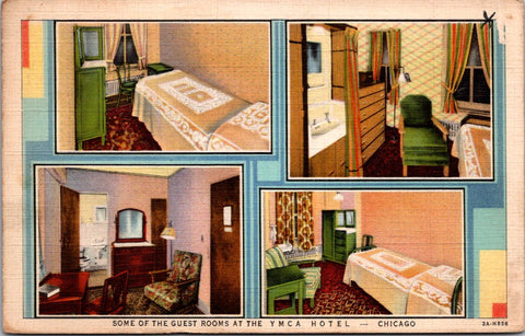 IL, Chicago Illinois - YMCA Hotel multi view of interior rooms postcard