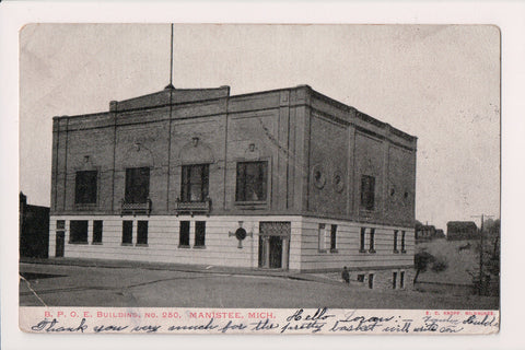 MI, MANISTEE - BPOE building No 250 - 1906 Flag cancel from same - SL2654