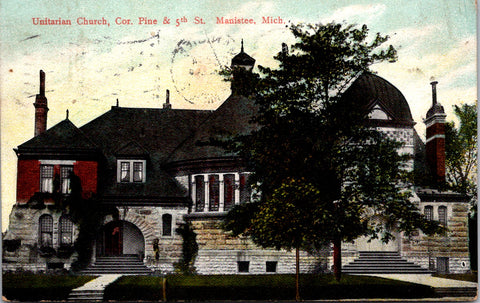 MI, Manistee - Unitarian Church, corner of Pine & 5th St postcard - SL2687