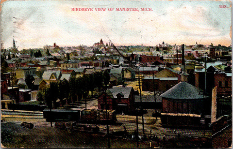 MI, MANISTEE - Birdseye of - A C Bosselman postcard - SL2697
