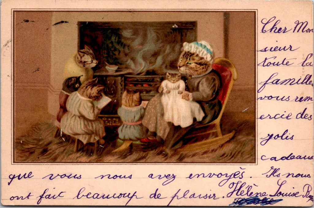 Animal - Cat or Cats postcard - Anthropomorphic family - SL2766