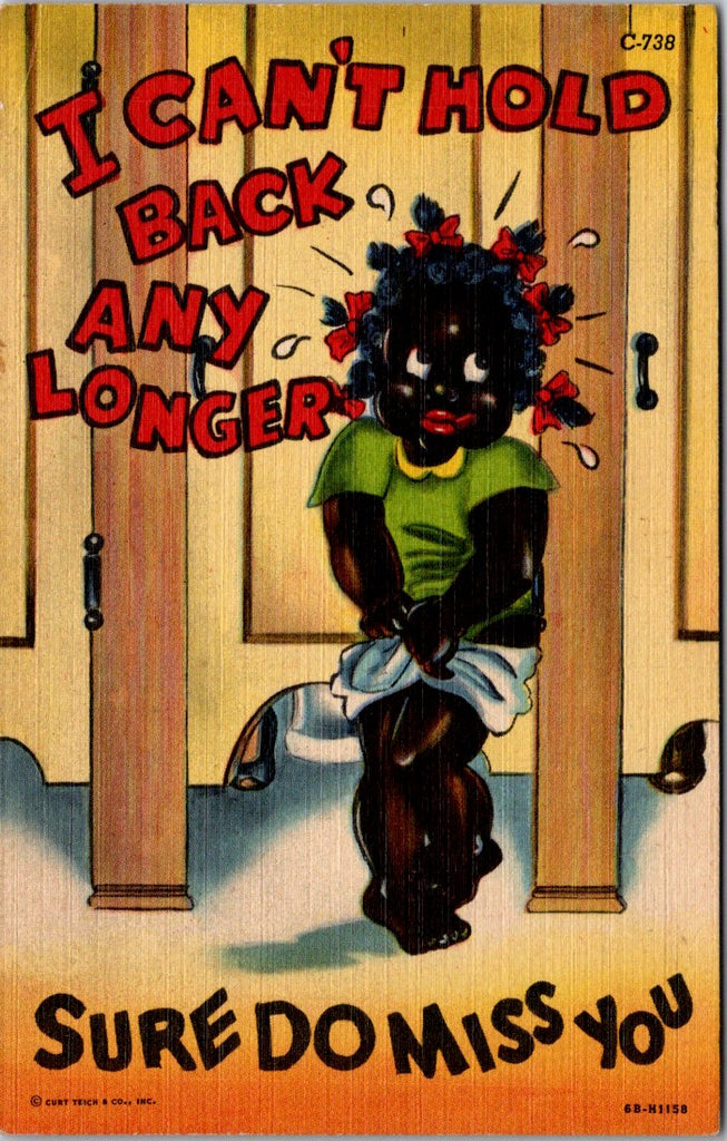 Vintage African American - Black girl comic postcard - SL2789